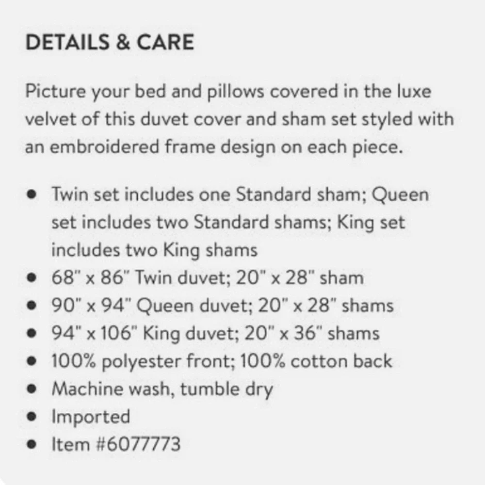 Rachel Parcell Frame Ivory Velvet Duvet Cover  | Twin